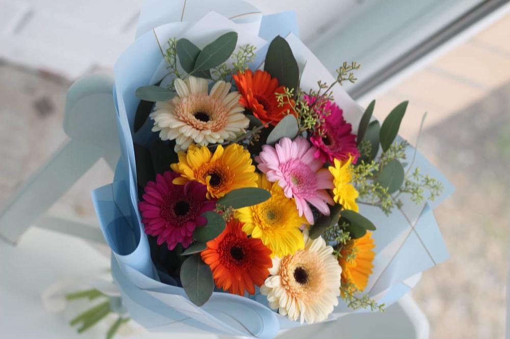 Букет мини герберы в Подольске Букет цветов из: Герберы в Подольске