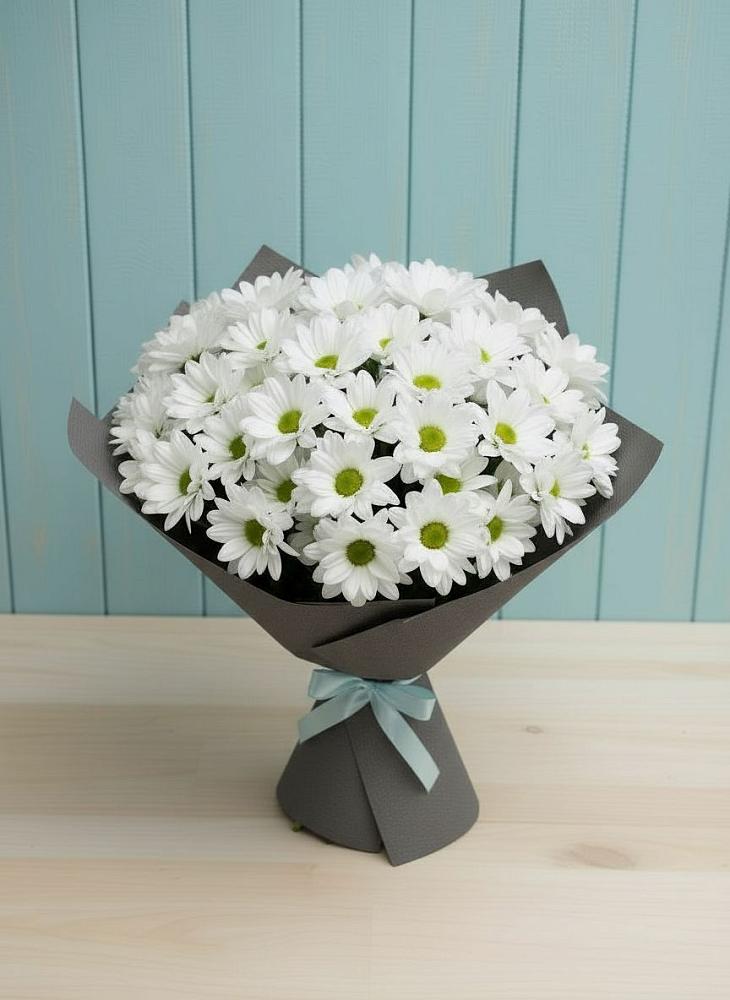 Букет белые хризантемы в Подольске Букет цветов из: Хризантемы в Подольске