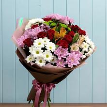 Букет цветов из:  Розы, Хризантемы и Альстромерии в Подольске