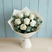 Букет Белые розы в Эвкалипте #REPLACE_PRED# Подольске