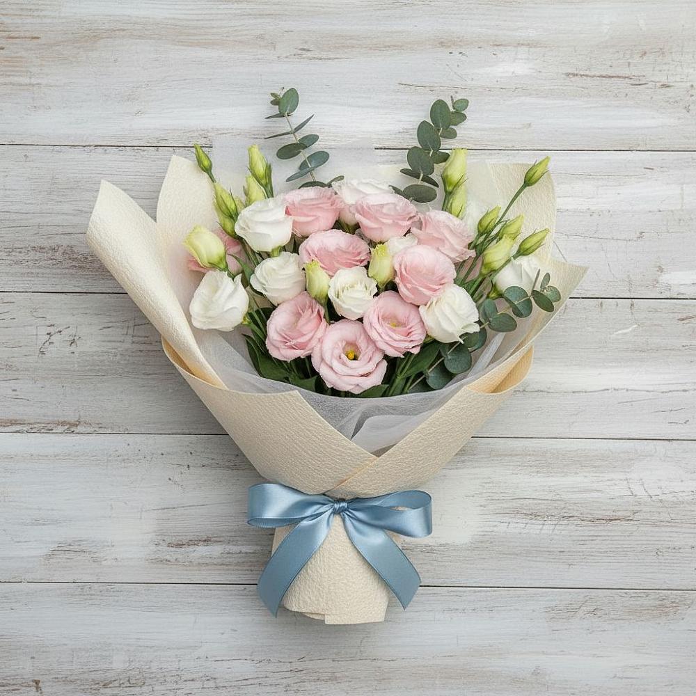 Букет шампанское в Подольске Букет цветов из: Лизиантусы в Подольске